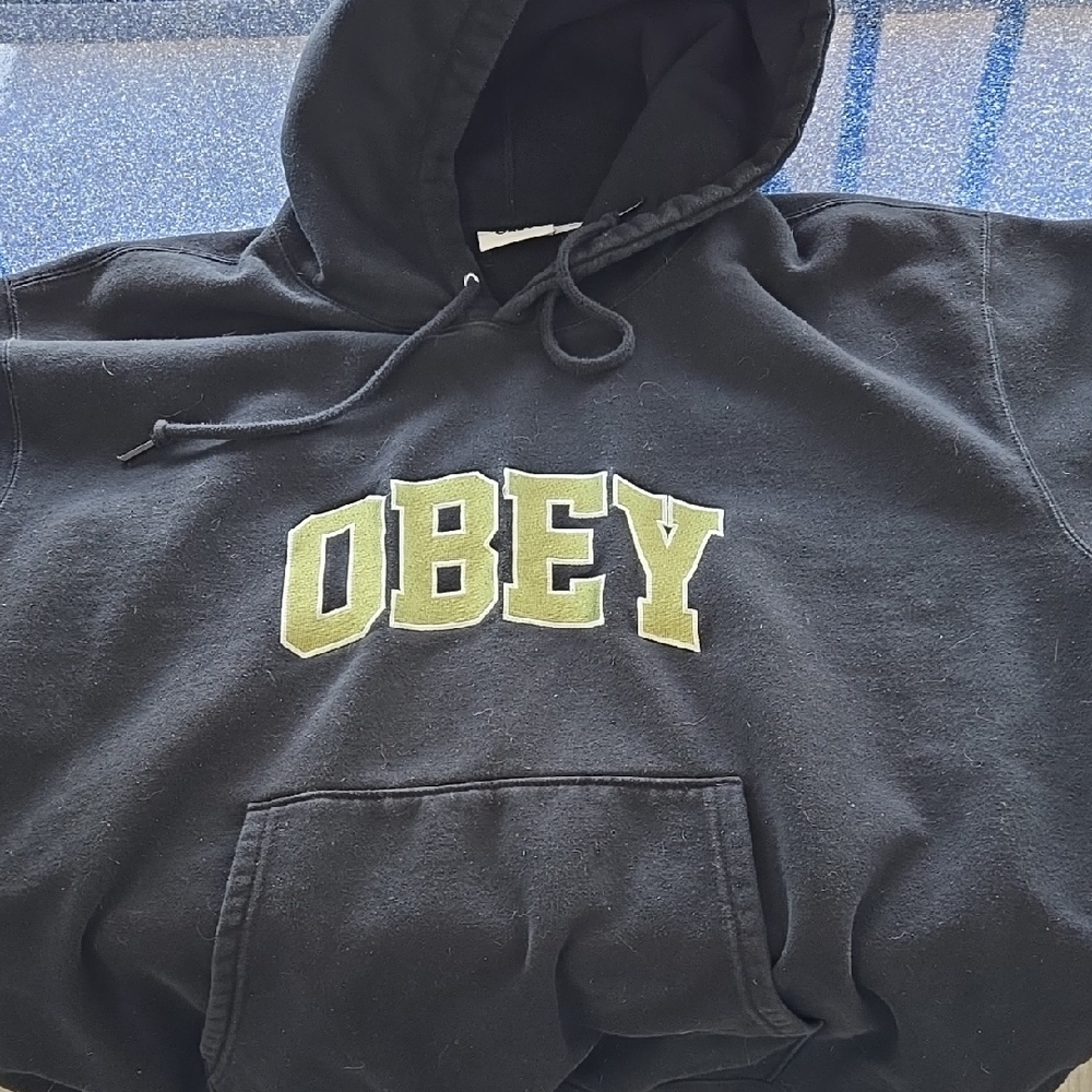 Obey Black Hoodie with Green Logo